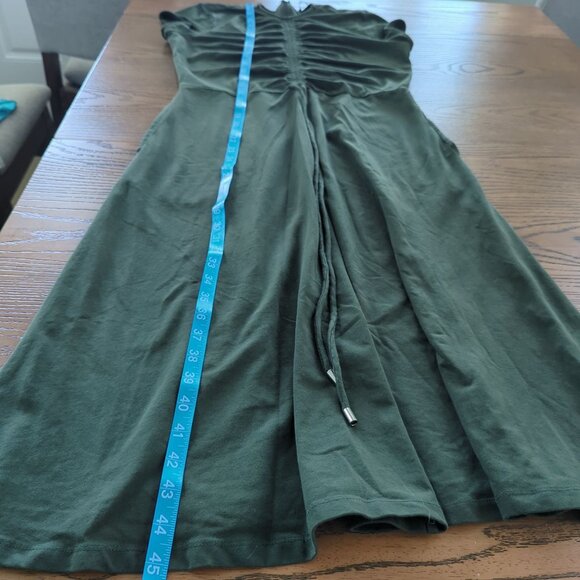 eShakti cap sleeve Ruched drawstring‎ Cotton Jersey dark olive green dress 14 - Picture 16 of 16